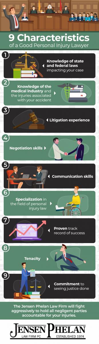 infographic discussing the characteristics of a good personal injury lawyer